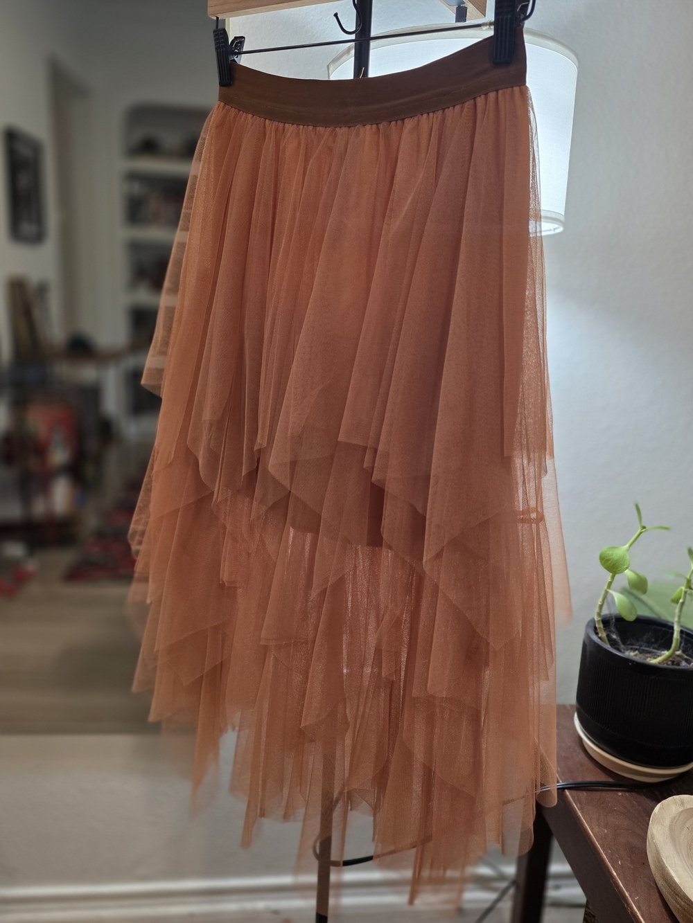 Tiered Tulle Skirt in Rust